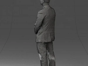 man dark striped suit 0502 3D Model