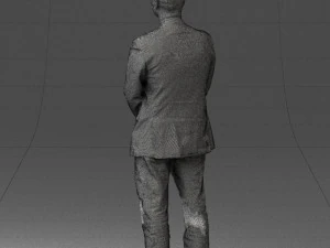 man dark striped suit 0502 3D Model