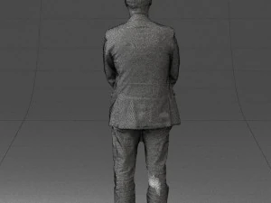 man dark striped suit 0502 3D Model