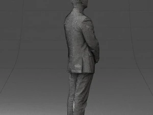 man dark striped suit 0502 3D Model