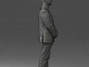 man dark striped suit 0502 3D Model