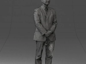 man dark striped suit 0502 3D Model