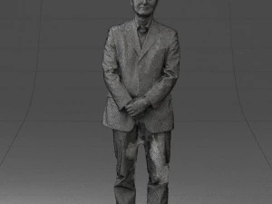 man dark striped suit 0502 3D Model