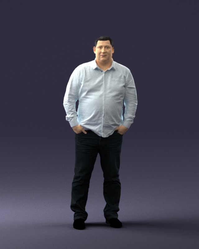 fat man shirt outside 0498 3D Модель .c4d .max .obj .3ds .fbx .stl .blend 