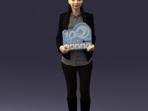 girl holding sign 0503 3Dモデル
