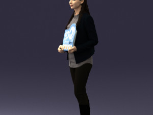 girl holding sign 0503 Model 3D