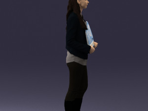girl holding sign 0503 Model 3D