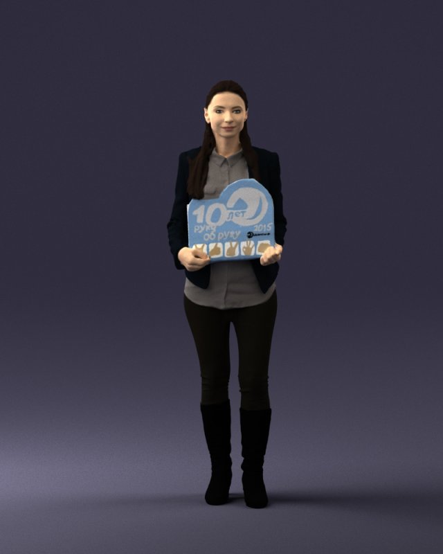 girl holding sign 0503 3d print ready 3D प्रिंट मॉडल .c4d .max .obj .3ds .fbx .stl .blend 