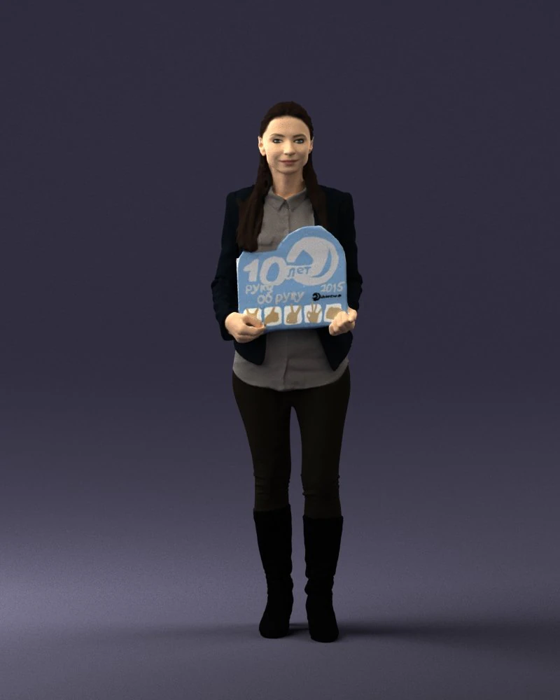 girl holding sign 0503 3d print ready 3D Print Model .c4d .max .obj .3ds .fbx .stl .blend