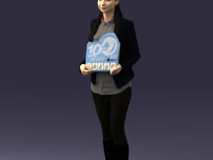 girl holding sign 0503 3d print ready 3D Print Model
