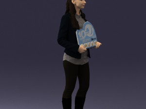 girl holding sign 0503 3d print ready 3D प्रिंट मॉडल