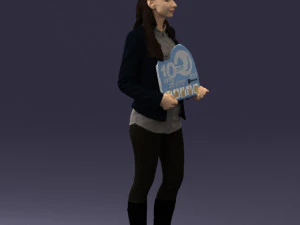 girl holding sign 0503 3d print ready 3D Print Model