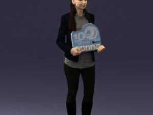 girl holding sign 0503 3d print ready 3D Print Model