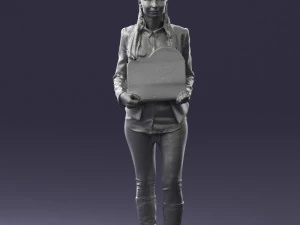 girl holding sign 0503 3d print ready 3D Print Model