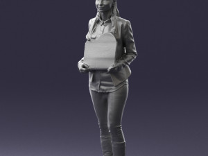 girl holding sign 0503 3d print ready 3D प्रिंट मॉडल