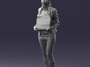 girl holding sign 0503 3d print ready 3D Print Model