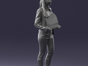 girl holding sign 0503 3d print ready 3D प्रिंट मॉडल