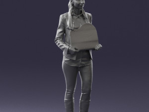 girl holding sign 0503 3d print ready 3D प्रिंट मॉडल