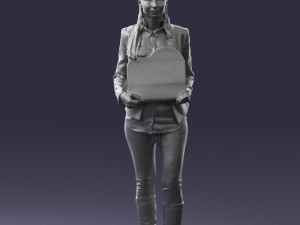girl holding sign 0503 3d print ready 3D प्रिंट मॉडल