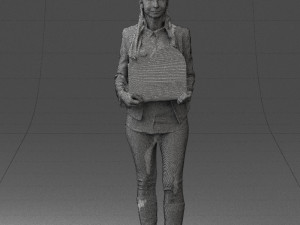 girl holding sign 0503 3d print ready 3D प्रिंट मॉडल