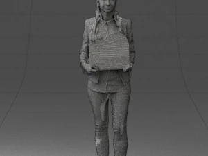 girl holding sign 0503 3d print ready 3D Print Model