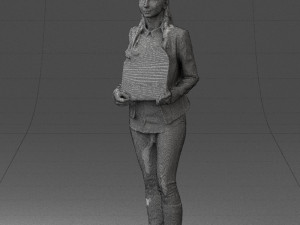 girl holding sign 0503 3d print ready 3D प्रिंट मॉडल