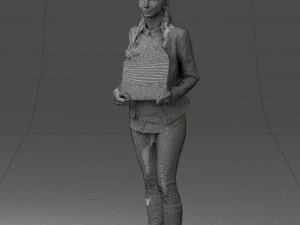 girl holding sign 0503 3d print ready 3D Print Model