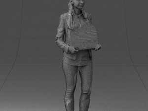 girl holding sign 0503 3d print ready 3D प्रिंट मॉडल