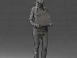 girl holding sign 0503 3d print ready 3D Print Model