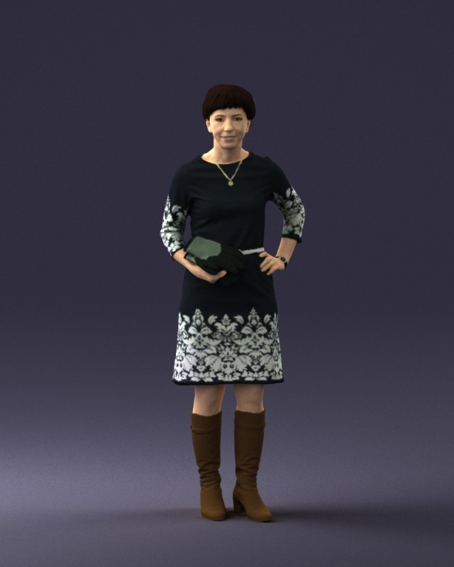 woman dress and long boots 0509 Model 3D .c4d .max .obj .3ds .fbx .stl .blend 