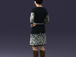 woman dress and long boots 0509 Model 3D