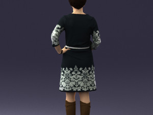 woman dress and long boots 0509 Model 3D