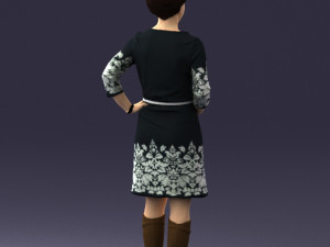 woman dress and long boots 0509 Model 3D