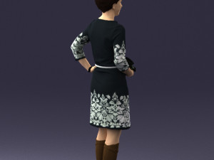 woman dress and long boots 0509 Model 3D