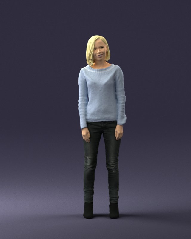 blonde in blue sweater 0507 3Dモデル .c4d .max .obj .3ds .fbx .stl .blend 