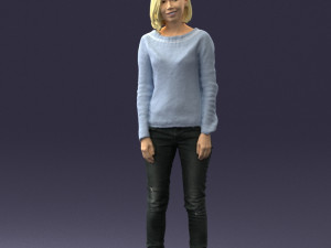 blonde in blue sweater 0507 3Dモデル