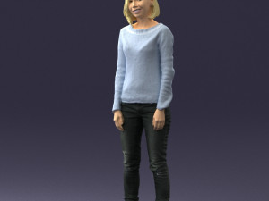 blonde in blue sweater 0507 3Dモデル