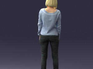 blonde in blue sweater 0507 3Dモデル