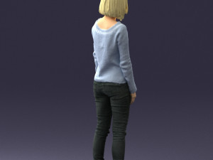 blonde in blue sweater 0507 3Dモデル