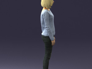 blonde in blue sweater 0507 3Dモデル