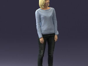 blonde in blue sweater 0507 3Dモデル