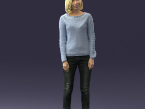 blonde in blue sweater 0507 3Dモデル