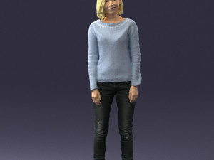 blonde in blue sweater 0507 3Dモデル