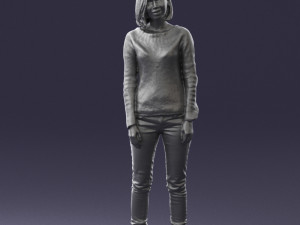 blonde in blue sweater 0507 3Dモデル
