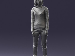 blonde in blue sweater 0507 3Dモデル