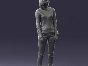 blonde in blue sweater 0507 3Dモデル