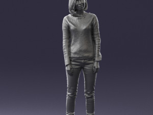 blonde in blue sweater 0507 3Dモデル