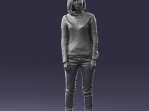 blonde in blue sweater 0507 3Dモデル