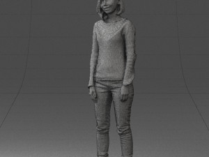 blonde in blue sweater 0507 3Dモデル