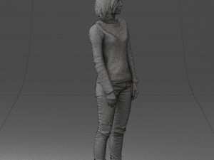 blonde in blue sweater 0507 3Dモデル
